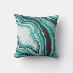 Modern Elegant Abstract Turquoise Agate Geode  Cushion