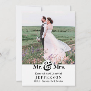 Modern Elegant Ampersand Mr and Mrs Wedding Announcement