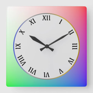 Modern, Elegant and Simple Colourful Pastel Rainbo Square Wall Clock