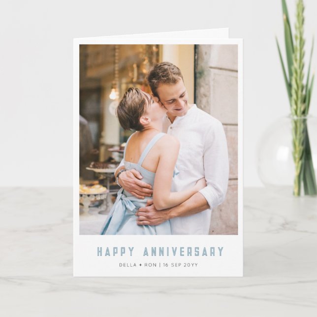 Modern Elegant Anniversary Photo Greeting Card (Front)