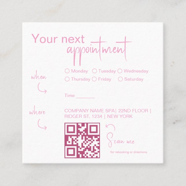 Modern Elegant appointment card with QRcode (Front)