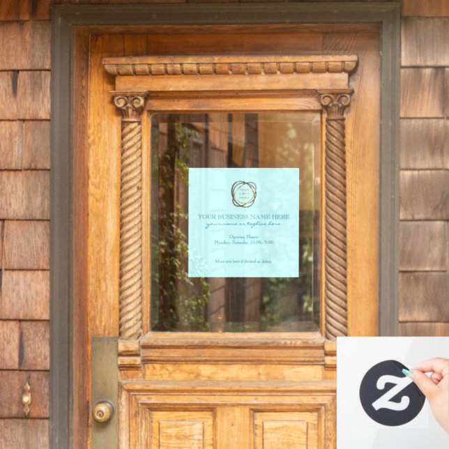 Modern Elegant Aqua Custom Business Logo    Window Cling (Home Door)