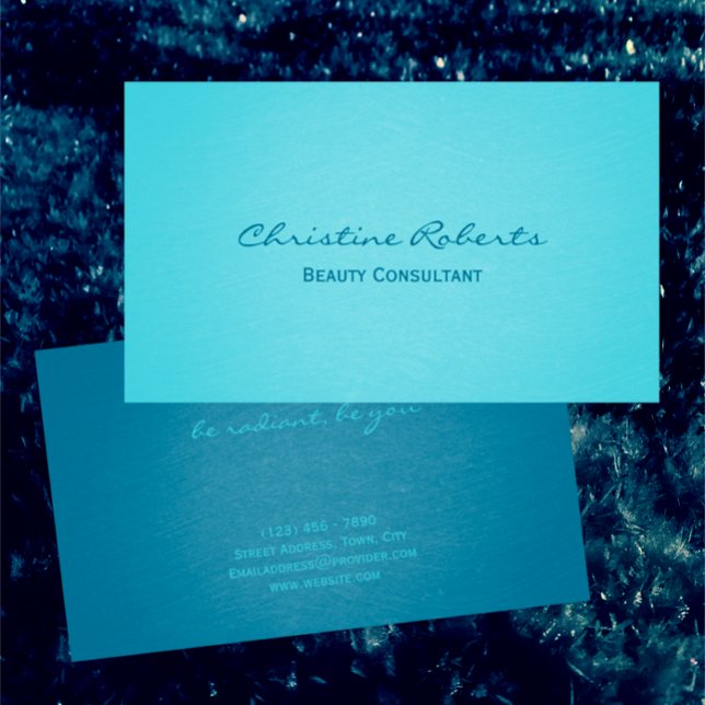 Modern Elegant Aqua Teal Beauty Advisor Business Card (Add your name and details to this elegant textured teal turquoise beauty business card cool soothing)