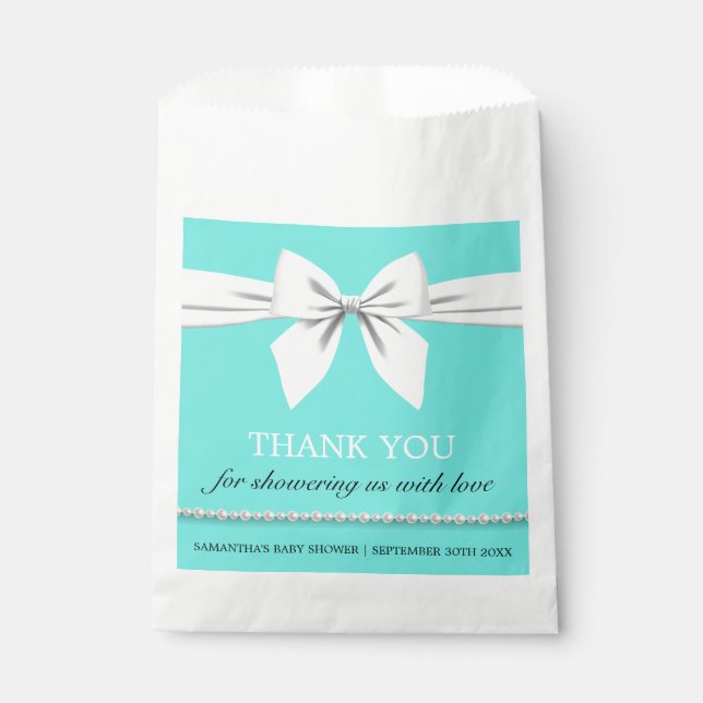 Modern Elegant Aqua Teal Glam Tiffany Theme Favour Bags (Front)