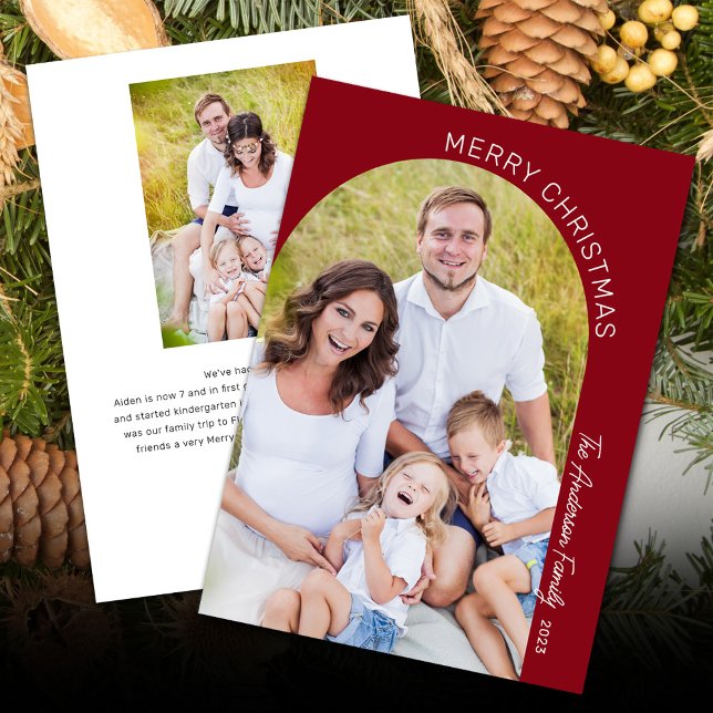 Modern Elegant Arch 2 Photo Christmas Holiday Card (Creator Uploaded)