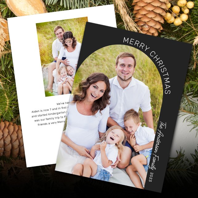 Modern Elegant Arch 2 Photo Christmas Holiday Card (Creator Uploaded)