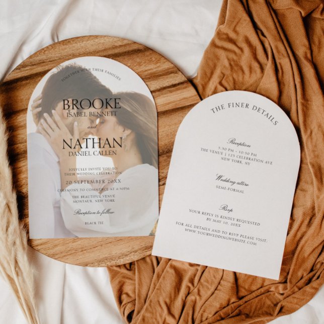 Modern Elegant Arch All in One Photo Wedding Invitation (Creator Uploaded)