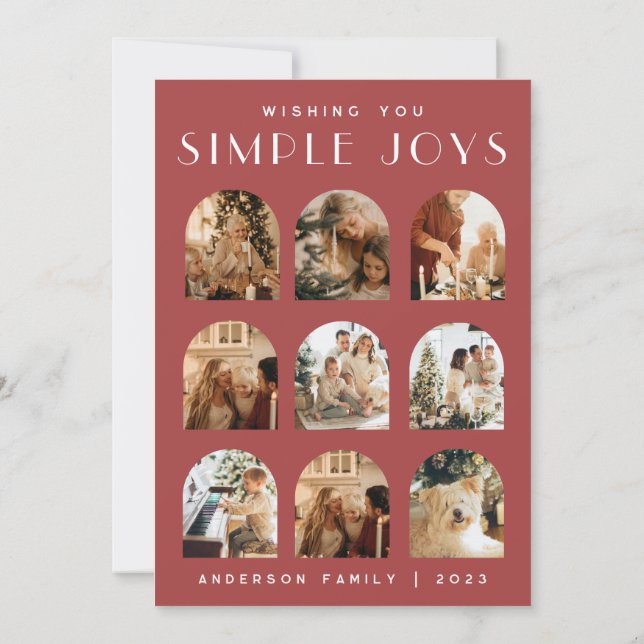  Modern Elegant Arch Curve Merry Christmas Photo Holiday Card (Back)