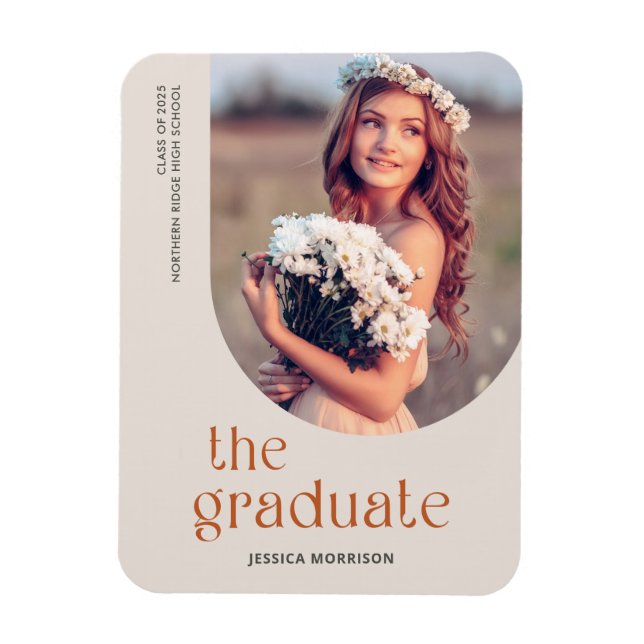 Modern Elegant Arch Minimal Graduate Announcement Magnet (Vertical)