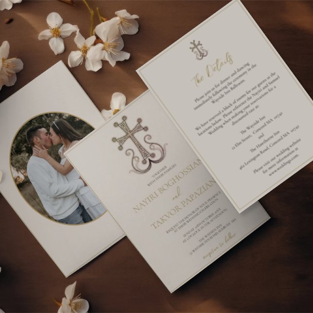 Modern Elegant Armenian Cross Wedding  Invitation (Creator Uploaded)