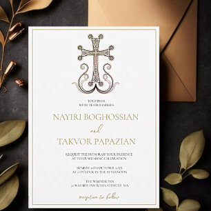Modern Elegant Armenian Cross Wedding  Invitation