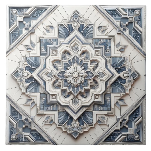 Modern Elegant Art Deco Circle Lines All Greys  Tile (Front)