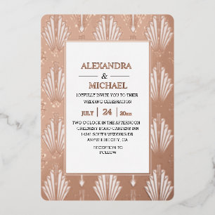 Modern Elegant Art Deco Wedding Foil Invitation