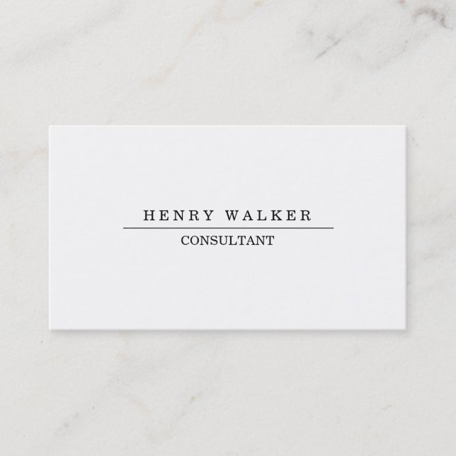 Modern Elegant Attractive Plain Simple White Business Card (Front)