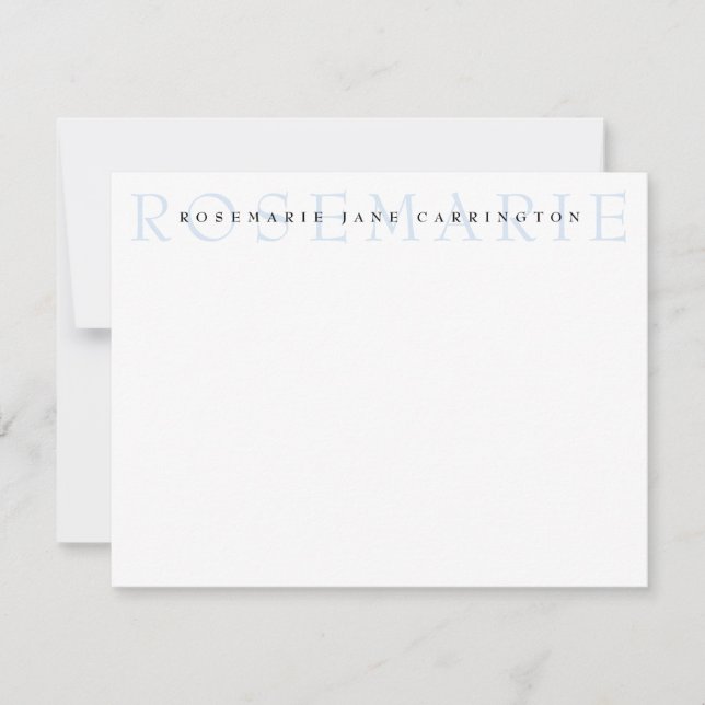Modern Elegant Baby Blue Personalised Stationery Card (Front)