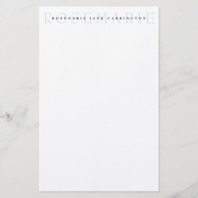 Modern Elegant Baby Blue Personalized Stationery (Front)