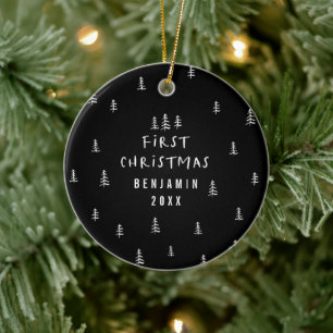 modern elegant baby first christmas baby ceramic o tree decoration