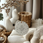 modern elegant baby first christmas baby ceramic tree decoration<br><div class="desc">Baby's First Christmas holiday design. Hand drawn christmas tree pattern with space for babies name,  year and photograph and other details on the back.
part of a collection.</div>