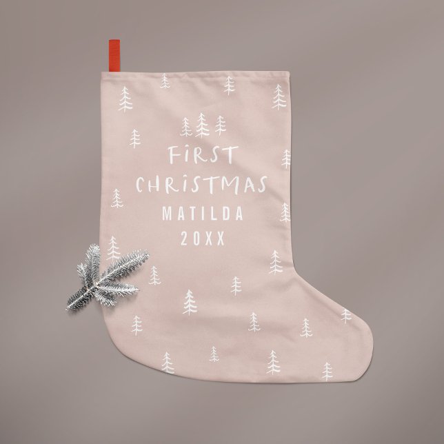 modern elegant baby first christmas beige small christmas stocking (Creator Uploaded)
