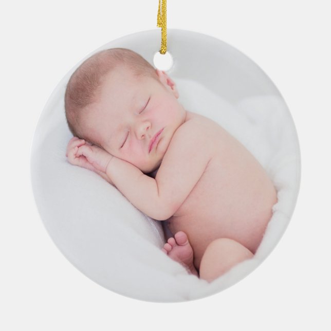 Modern Elegant Baby First Christmas Ceramic Tree Decoration (Back)