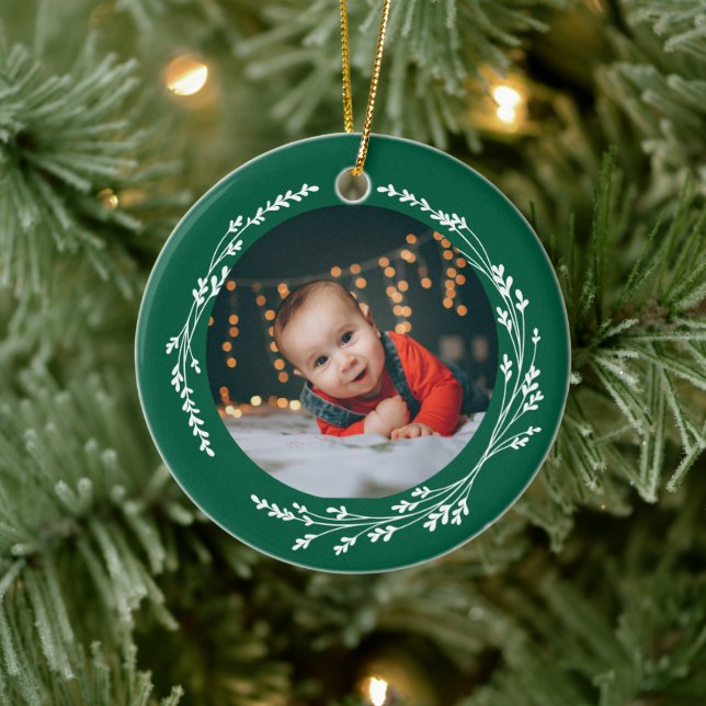Modern Elegant Baby First Christmas Green Ceramic Tree Decoration (Tree)