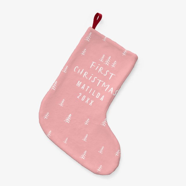 modern elegant baby first christmas small christmas stocking (Front (Hanging))
