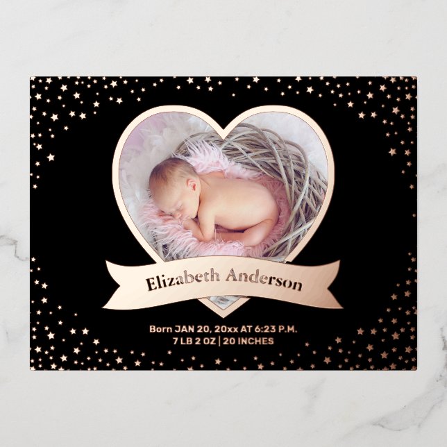 Modern Elegant Baby Photo Birth Announcement (Front)