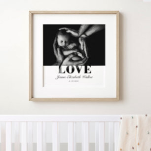 Modern Elegant Baby Photo Love Typography Poster