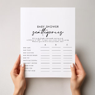 Modern Elegant Baby Shower Scattegories Game