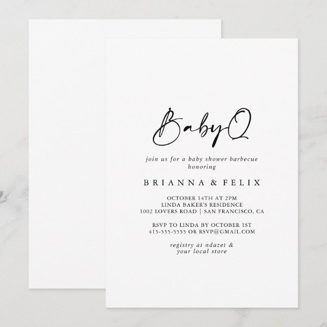 Modern Elegant BabyQ Baby Shower Barbecue  Invitation (Front/Back)