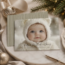 Modern Elegant Baby's First Christmas Holiday Card