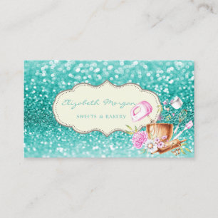 Modern Elegant Bakery Tools Bokeh Business Card