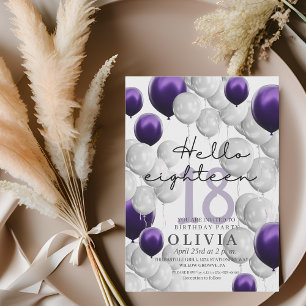 Modern Elegant Balloons 18th Birthday Party Invitation