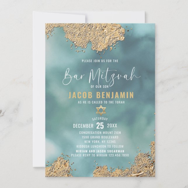 Modern Elegant Bar Mitzvah Invitation (Front)