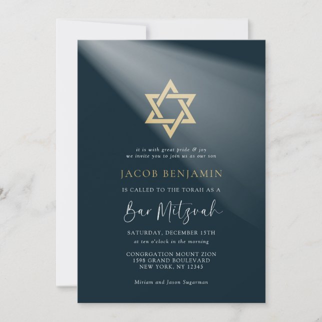 Modern Elegant Bar Mitzvah Invitation (Front)