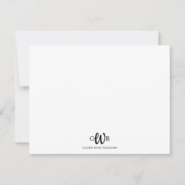 Modern Elegant Basic 3 Monogram Boho Chic Pattern Card (Front)