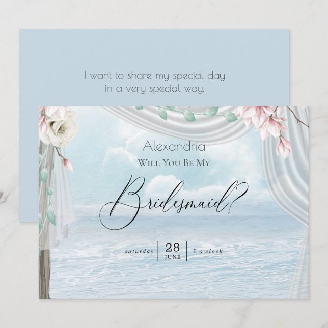 Modern Elegant Beach Arbor Be My Bridesmaid Invitation (Front/Back)