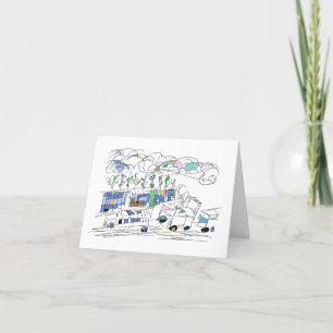 Modern Elegant Beautiful Blue ChooChoo Thank You Card