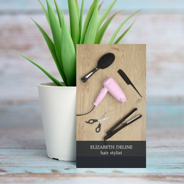 Modern Elegant Beauty Salon Photo Hair Stylist Business Card (Creator Uploaded)