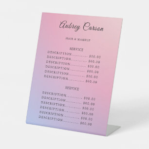 Modern Elegant Beauty Salon Price List Pedestal Sign