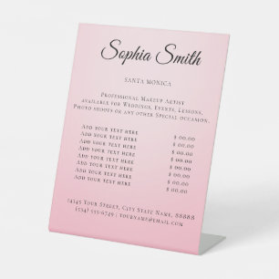 Modern Elegant Beauty Salon Price List Pedestal Sign