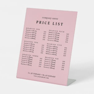 Modern Elegant Beauty Salon Price List Pedestal Sign