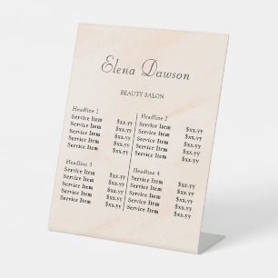 Modern Elegant Beauty Salon Price List Pedestal Sign