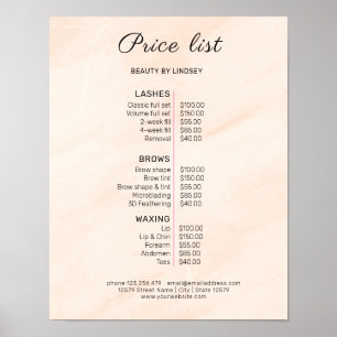 Modern Elegant Beauty Salon Price List Poster