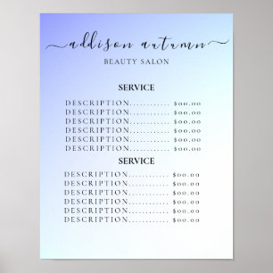Modern Elegant Beauty Salon Price List Poster