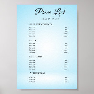 Modern Elegant Beauty Salon Price List Poster