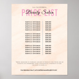 Modern Elegant Beauty Salon Price List Poster