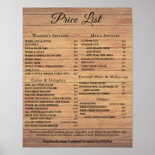 Modern Elegant Beauty Salon Price List Poster