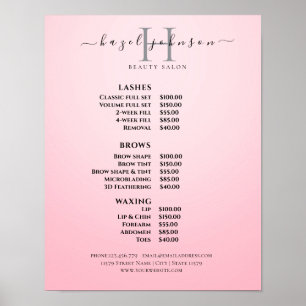 Modern Elegant Beauty Salon Price List Poster