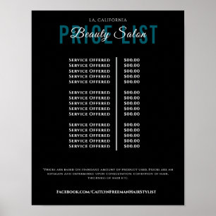 Modern Elegant Beauty Salon Price List Poster